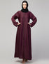 Chic Front-Open Zip Abaya for Daily Wear In the Shade Of Wine